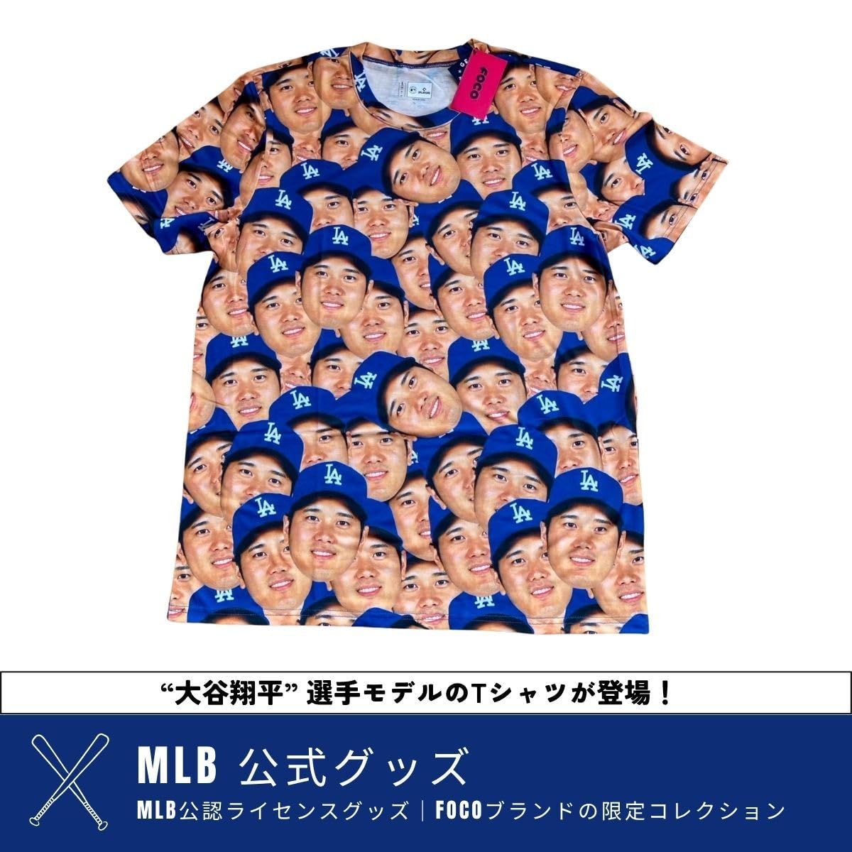 FOCO] 大谷翔平 「顔」Tシャツ 公式グッズ ドジャース【MLB公式