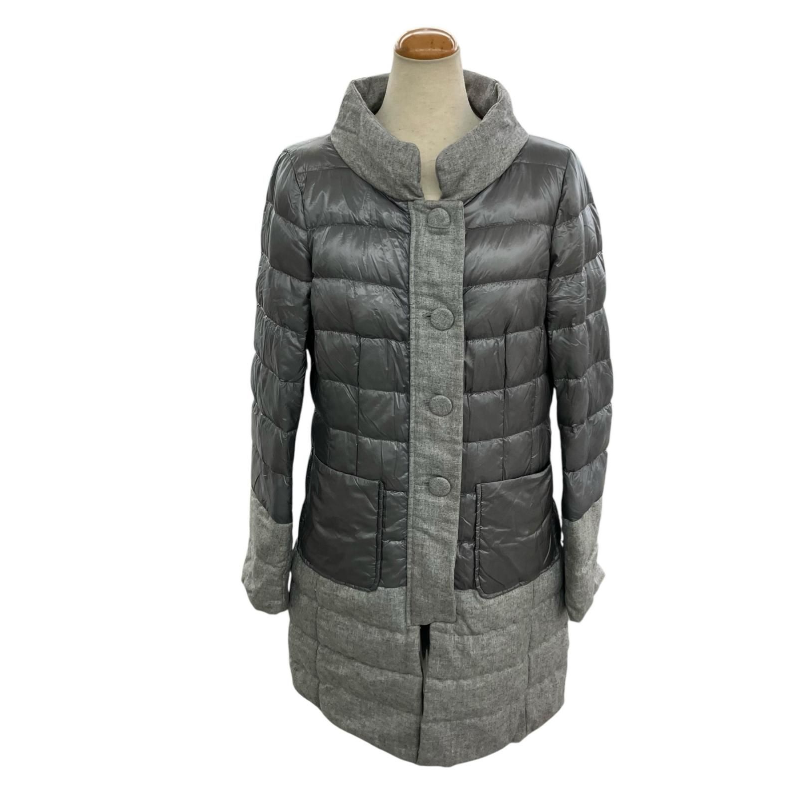 186000 Herno ヘルノ カシミヤシルク切り替えダウンコート 44 グレー