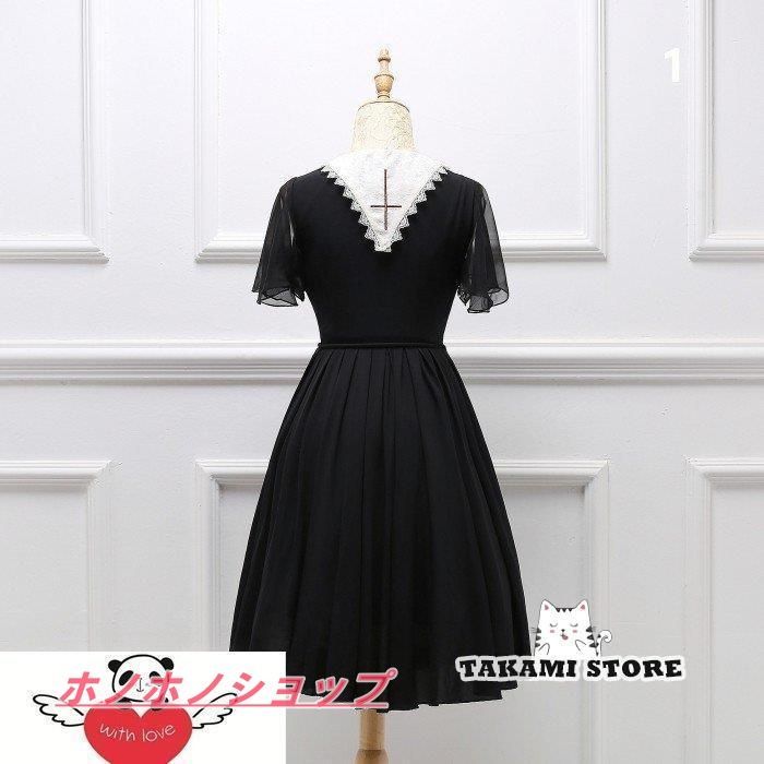 十字架 かわいい カジュアル ハロウィン コスプレワンピース ゴスロリ ゴシック ロリータWSJ03