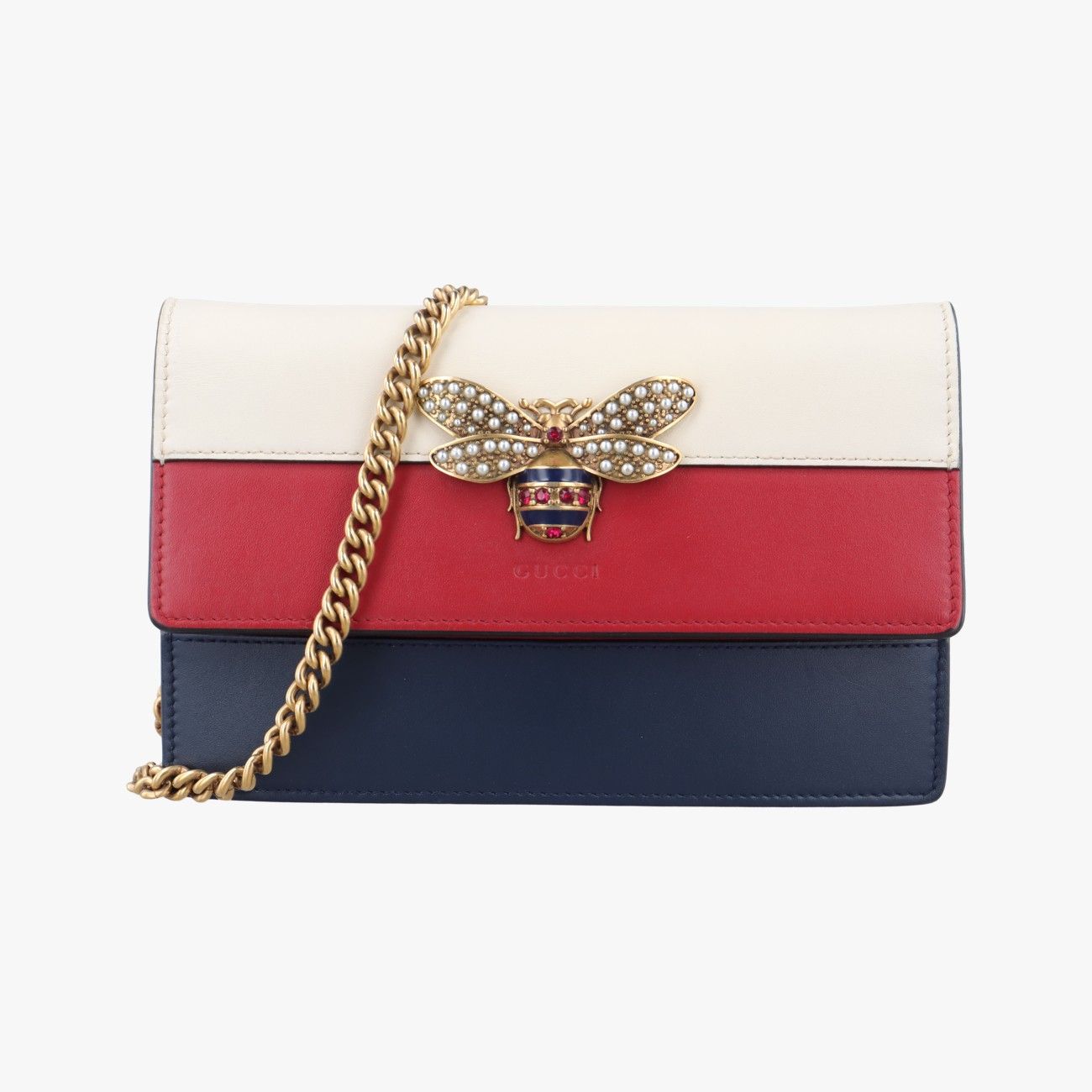 グッチGucciクィーンマーガレット アイボリー×レッド×ネイビー