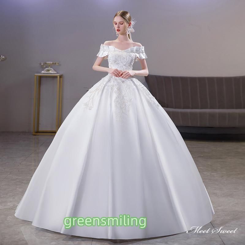 ウェディングドレス ロングドレス プリンセスラインドレス オフショルダー 二次会 結婚式 前撮り 花嫁 ウエディングドレス サ