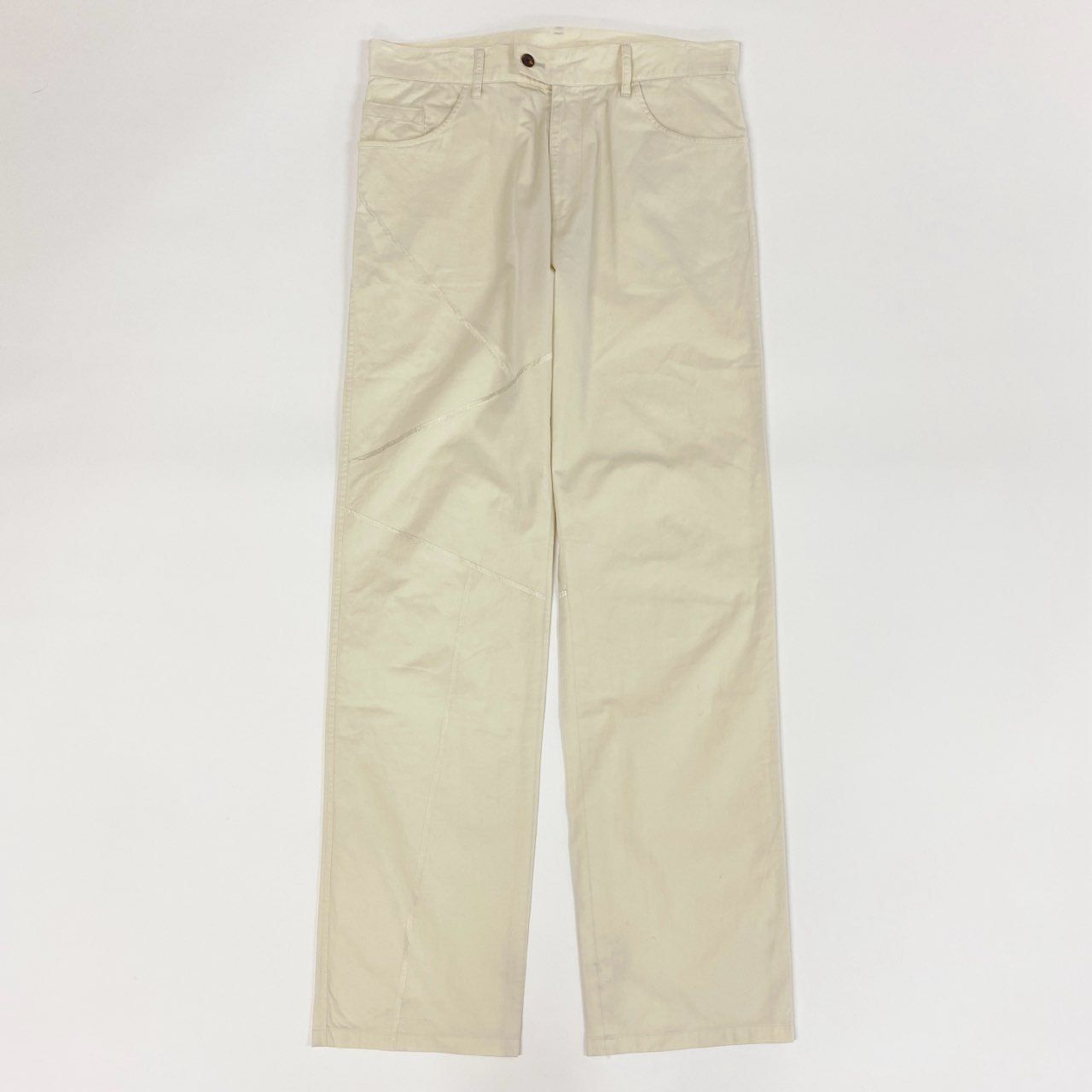 22f18 Jean Paul GAULTIER HOMME ジャンポールゴルチエ オム 切替パターン 5ポケット パンツ ボトムス サイズ50 アイボリー コットン100％ メンズ