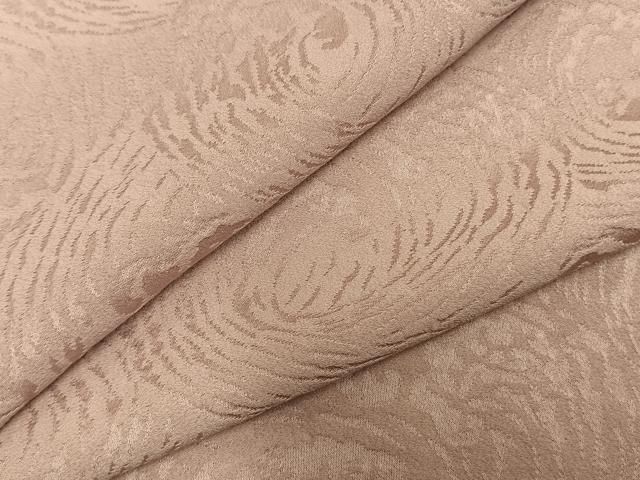 平和屋着物▽上質な色無地 単衣 立波地紋 薄柿色 正絹 AABC0499fy