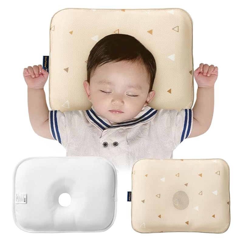 Gio Pillow ジオピロー ベビー枕 赤ちゃん 枕 絶壁頭予防枕 ドーナツ枕 出産祝い 出産準備 新生児 絶壁防止枕 まくら 絶壁防止 ベビーまくら メッシュ M トライアングルベージュ