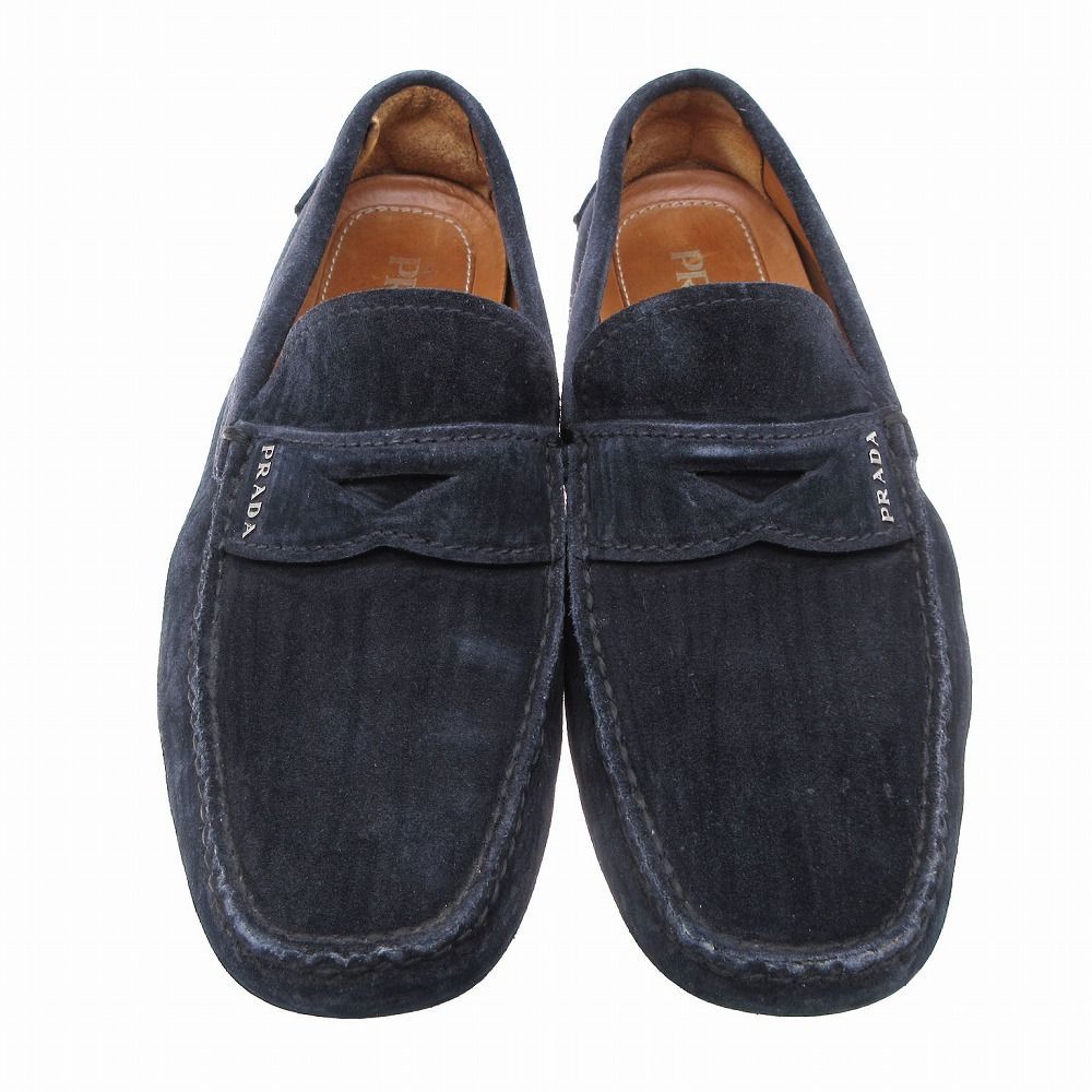 プラダドライビングシューズスエードモカシン プラダ PRADA スエード レザー ドライビング シューズ モカシン
