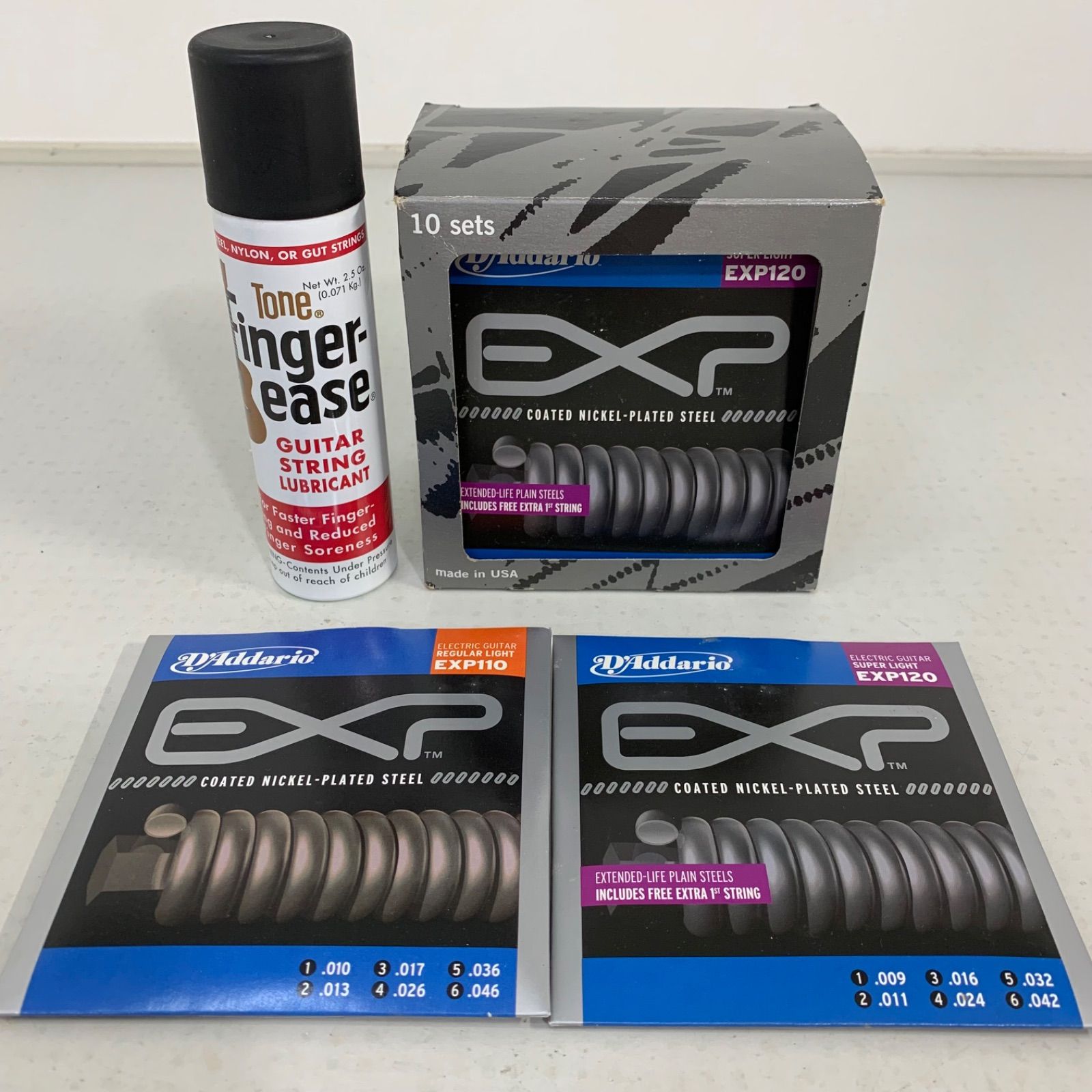 D Addario EXP120 EXP110 エレキギター弦 Coated Super Light ダダリオ TONE Finger ease トーンフィンガーイーズ 定番のギター弦潤滑スプレー