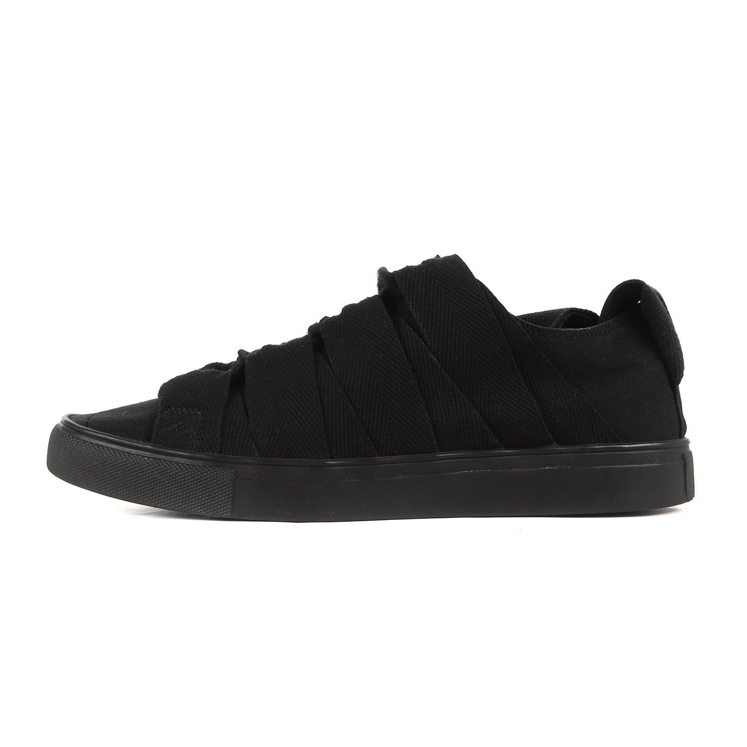 Yohji Yamamoto ヨウジ ヤマモト サイズ:3 17SS バンテージ キャンバス ローカット スニーカー BANDAGE SNEAKER TN17S-061 ファットレース POUR HOMME プールオム ブラック 黒 ローカット 日本製