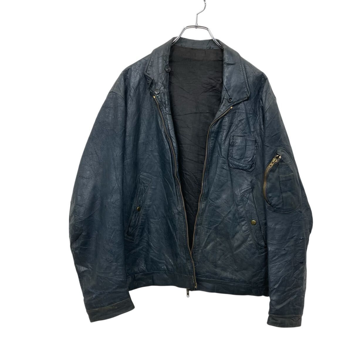 ユーロパイロット レザージャケット Mサイズ位 フランス YKKジップ 単 