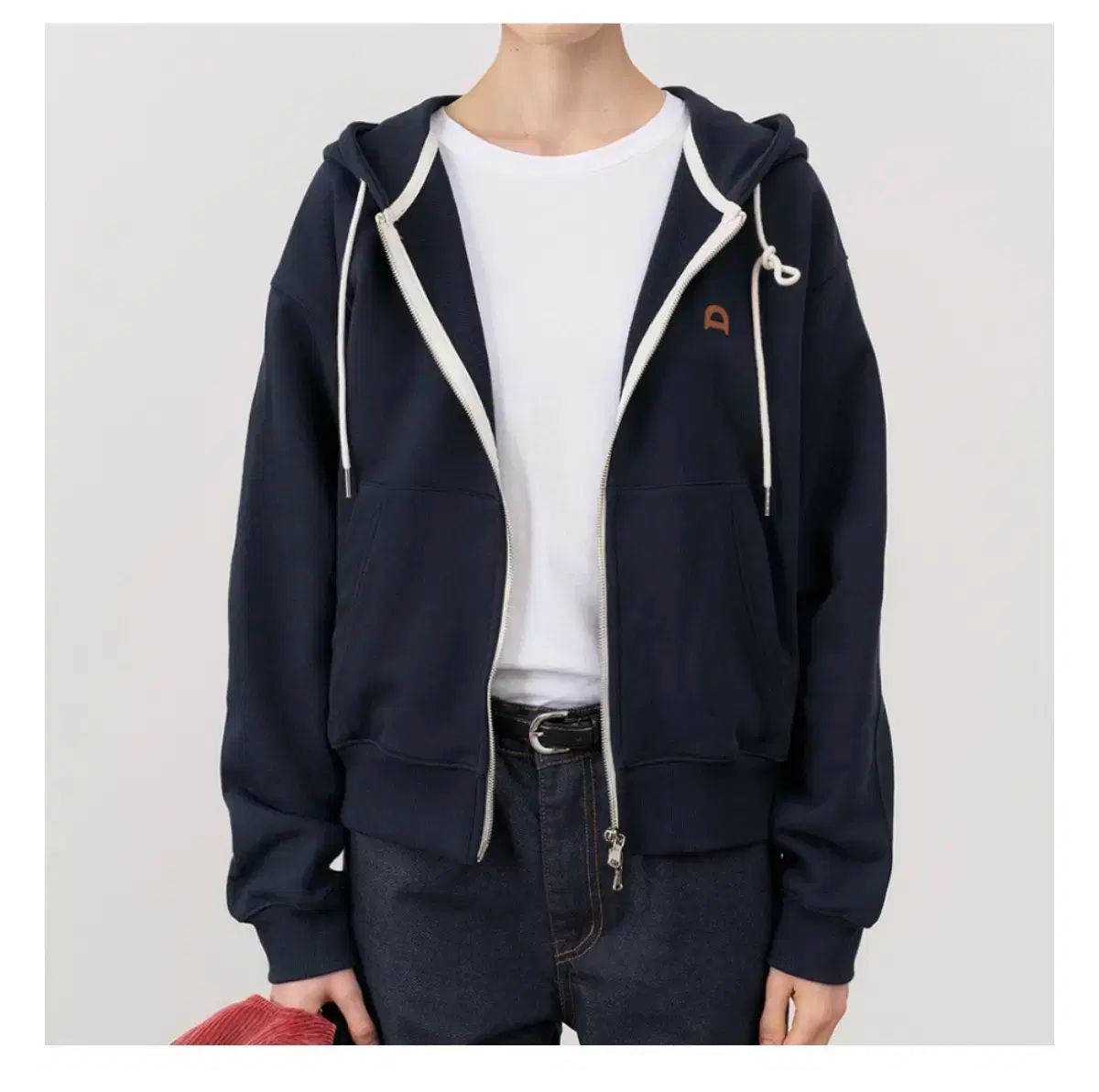 Dunst ダンスト ー ロゴ フード ジップアップ ネイビー M サイズ