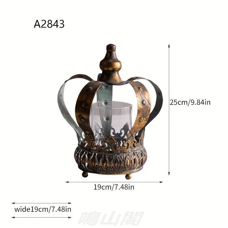 キャンドルホルダー アイアン製 クラウン 王冠 ヴィンテージ ロマンティック テーブル装飾 リビング装飾 華やか 優雅 小 大 1個