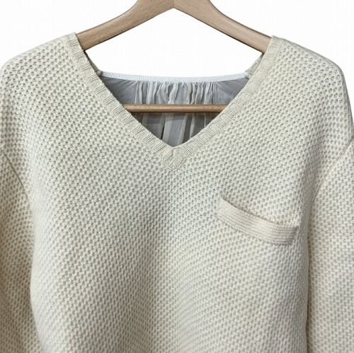 サカイ sacai 12SS ニット セーター ドレス バックキャミソール切替 シフォン ベージュ オフホワイト 12-01663 ■GY41 レディース サカイ sacai 12SS ニット セーター ドレス バックキャミソール