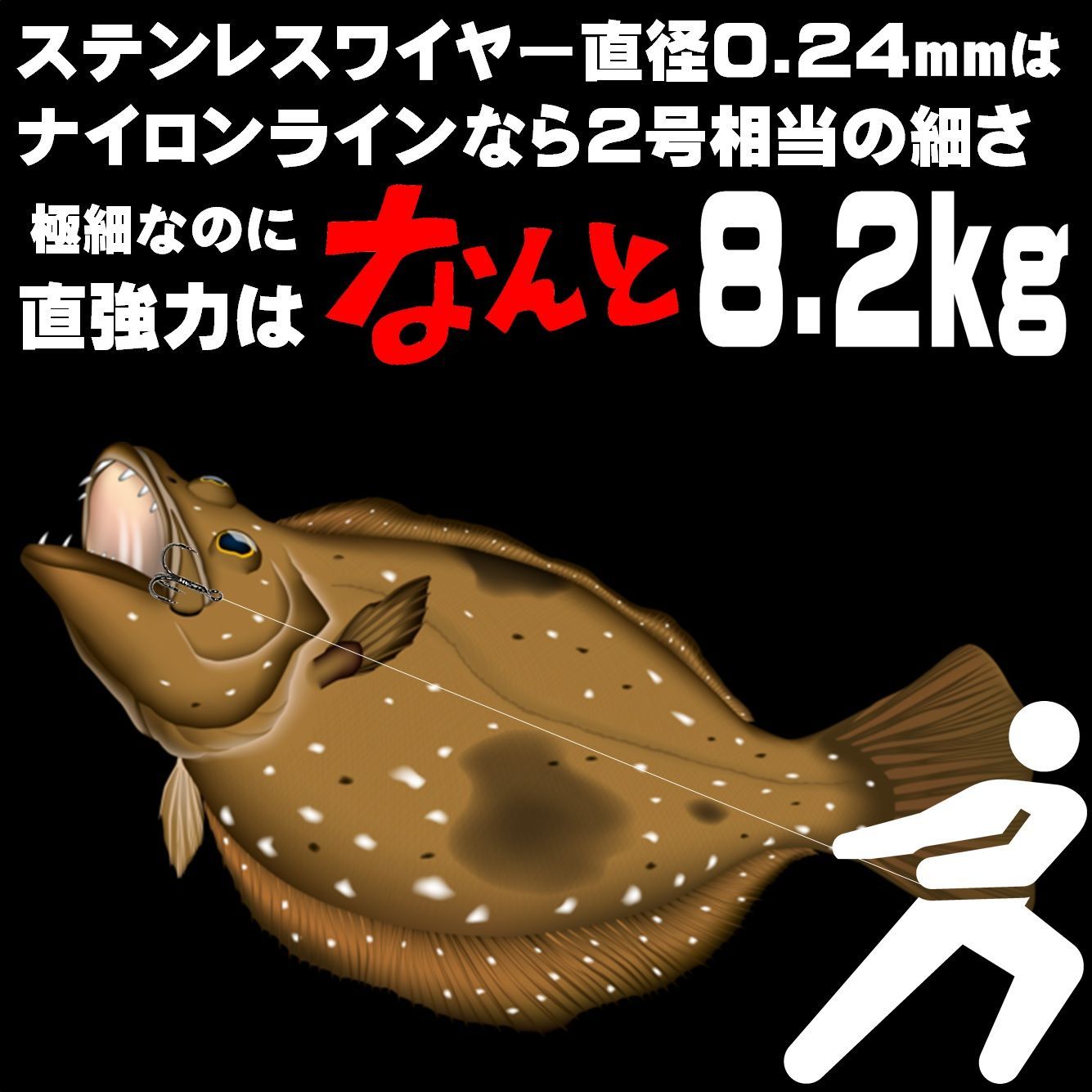 トレブルフック 6号 ステンレスワイヤー 直径0.24mm 長さ30cm