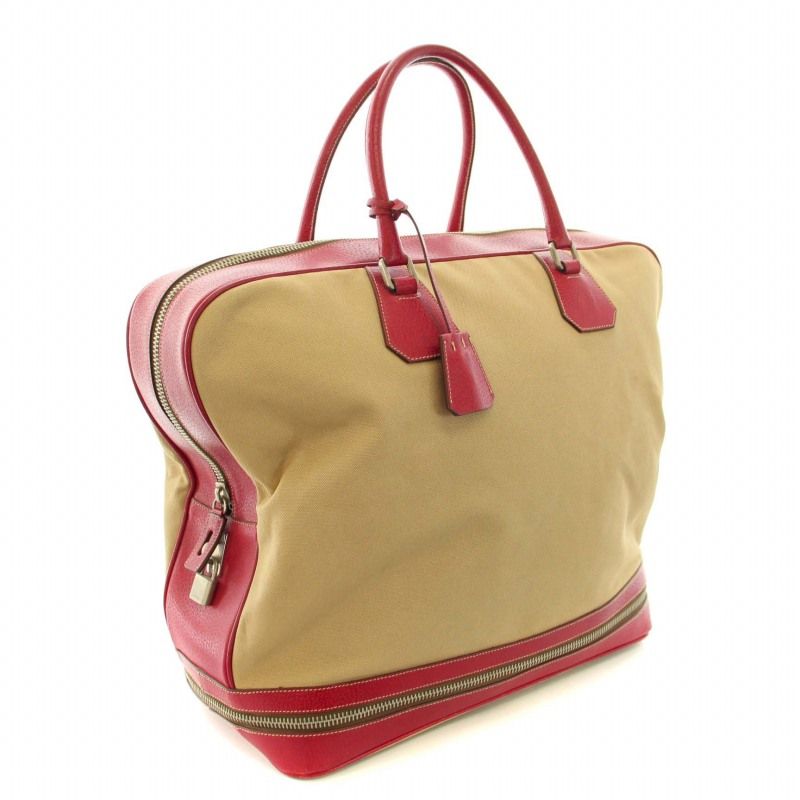 プラダ PRADA トラベルバッグインレッドレザー TRAVEL BAG IN RED