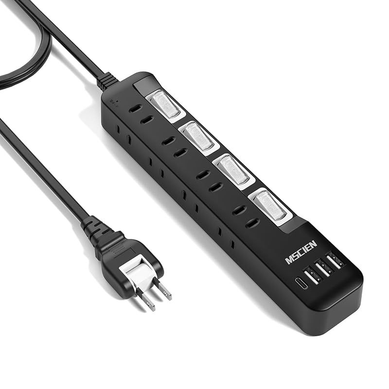 Mscienエムサイン 電源タップ usb付き 8個AC口 1個usb-c 3個usb-a 延長コード 5m 雷ガード 蛸足 コンセント タップ 分岐 oaタップ スイッチ付き 壁掛け たこあし テーブル マルチタップ スイングプラ