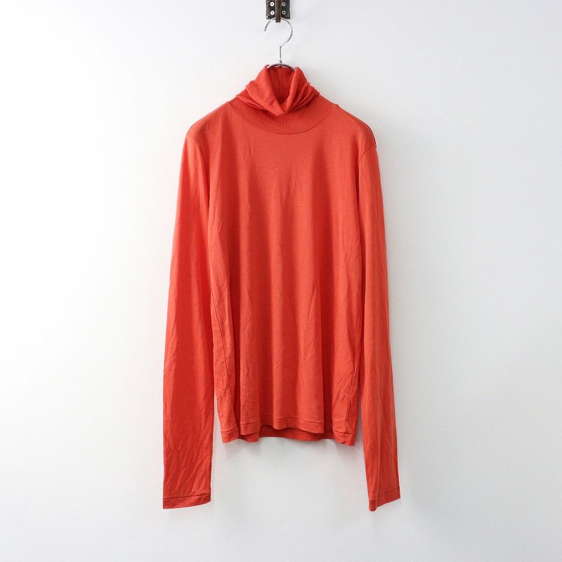 エイトン ATON MODAL SILK JERSEY タートルネックプルオーバー 2|オレンジ ハイネック カットソー 長袖 Tシャツ 2400014361674
