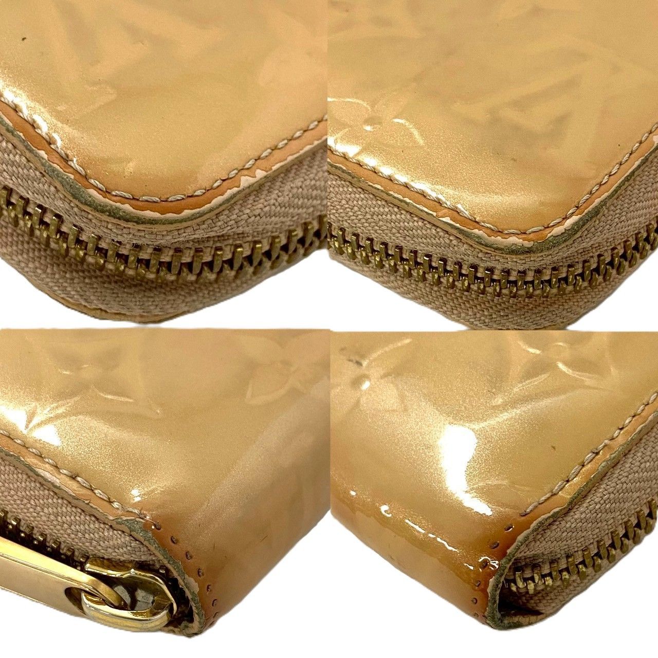 ルイズ・ヴィトン　ジッピー・ウォレット　モノグラム・ヴェルニ　ベージュ M【LOUIS VUITTON】ジッピーウォレット モノグラム ヴェルニ