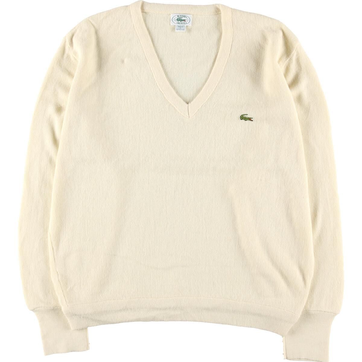 古着 80年代 ラコステ LACOSTE Vネック アクリルニットセーター USA製