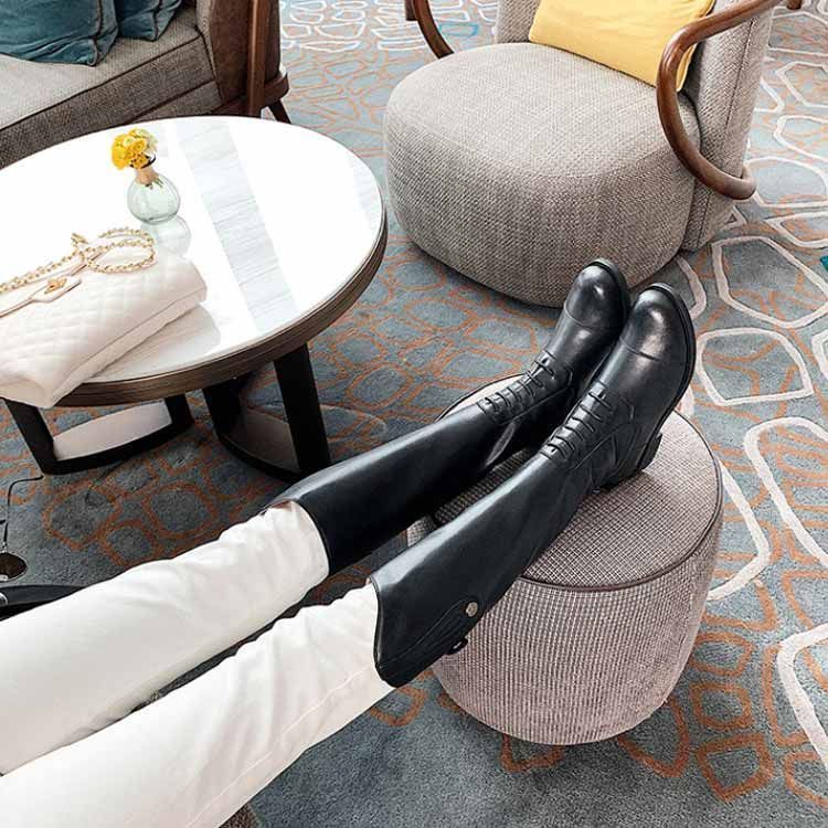 レディース ワイド ロングブーツ 乗馬用品 ミドルブーツ 歩きやすい