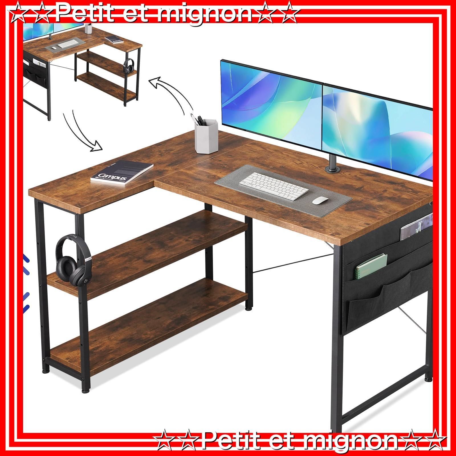 YeTomパソコンデスク机学習机右棚左棚幅107cmゲーミングデスクl字