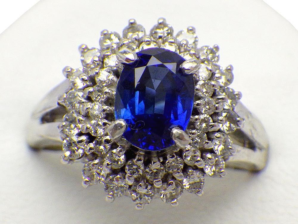 サファイア ダイヤモンドリング Pt900 7.83g 10.5号 中宝ソーティング付き Jewelry Sapphire1.18ct Dia0.46ct Ring
