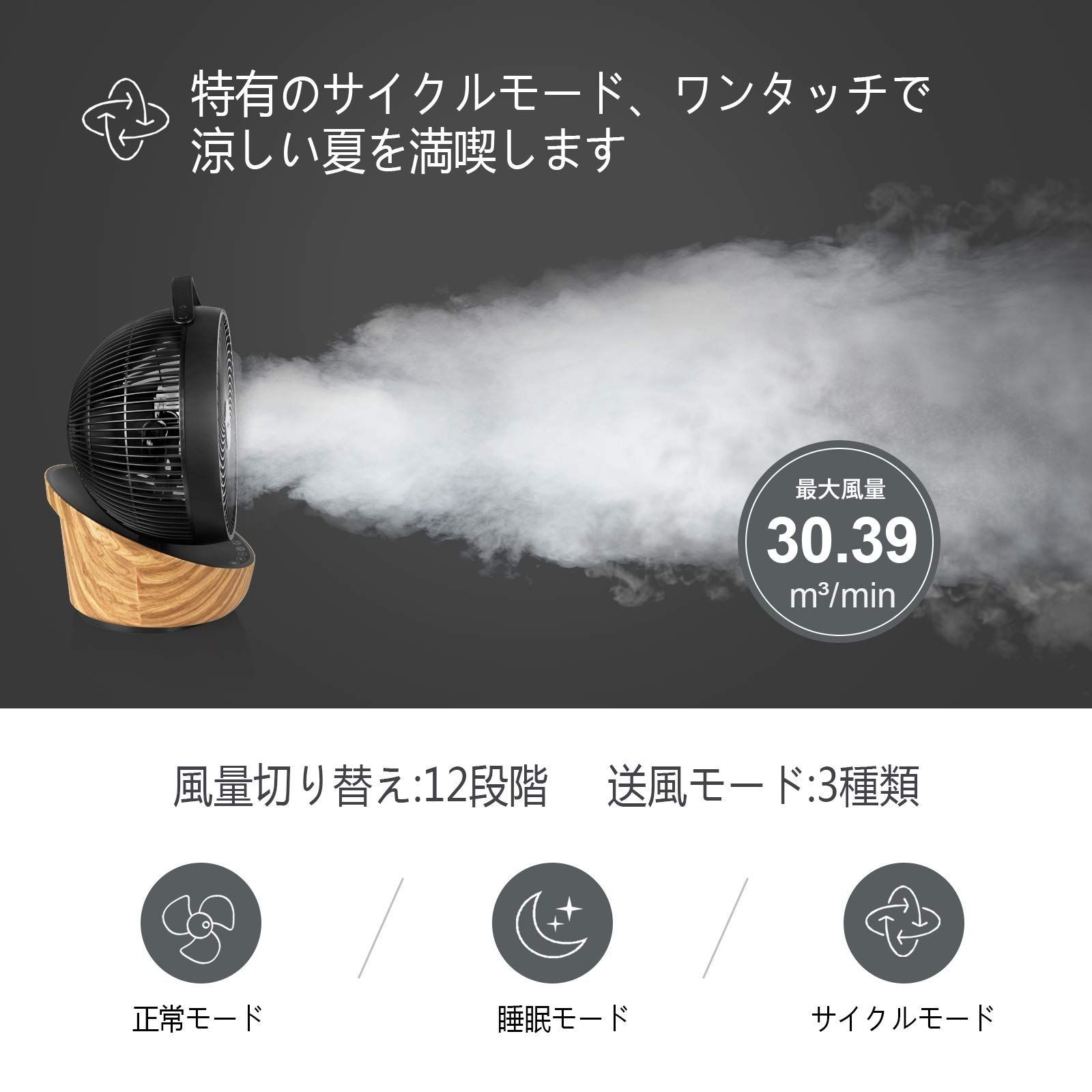 暴風雪の影響 4UMOR サーキュレーター DCモーター 扇風機 静音 冷房 