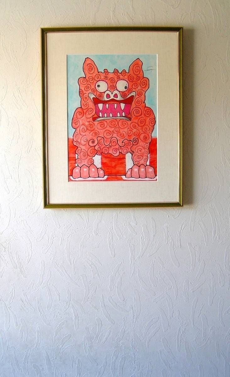 □ 沖縄時間/シーサー肉筆画/額付 □ - メルカリ