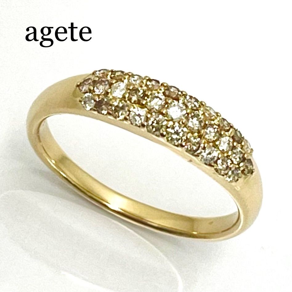 agete/アガット パヴェ ダイヤリング 0.32ct K18YG 11号 - グラン