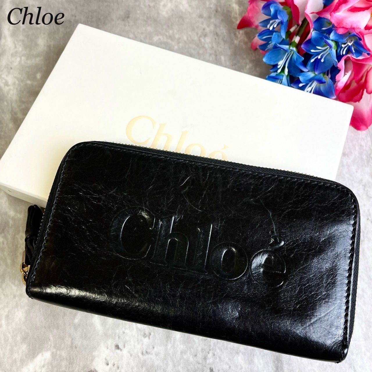 ✨美品✨ Chloe クロエ 長財布 ロングウォレット エンボス ラウンド