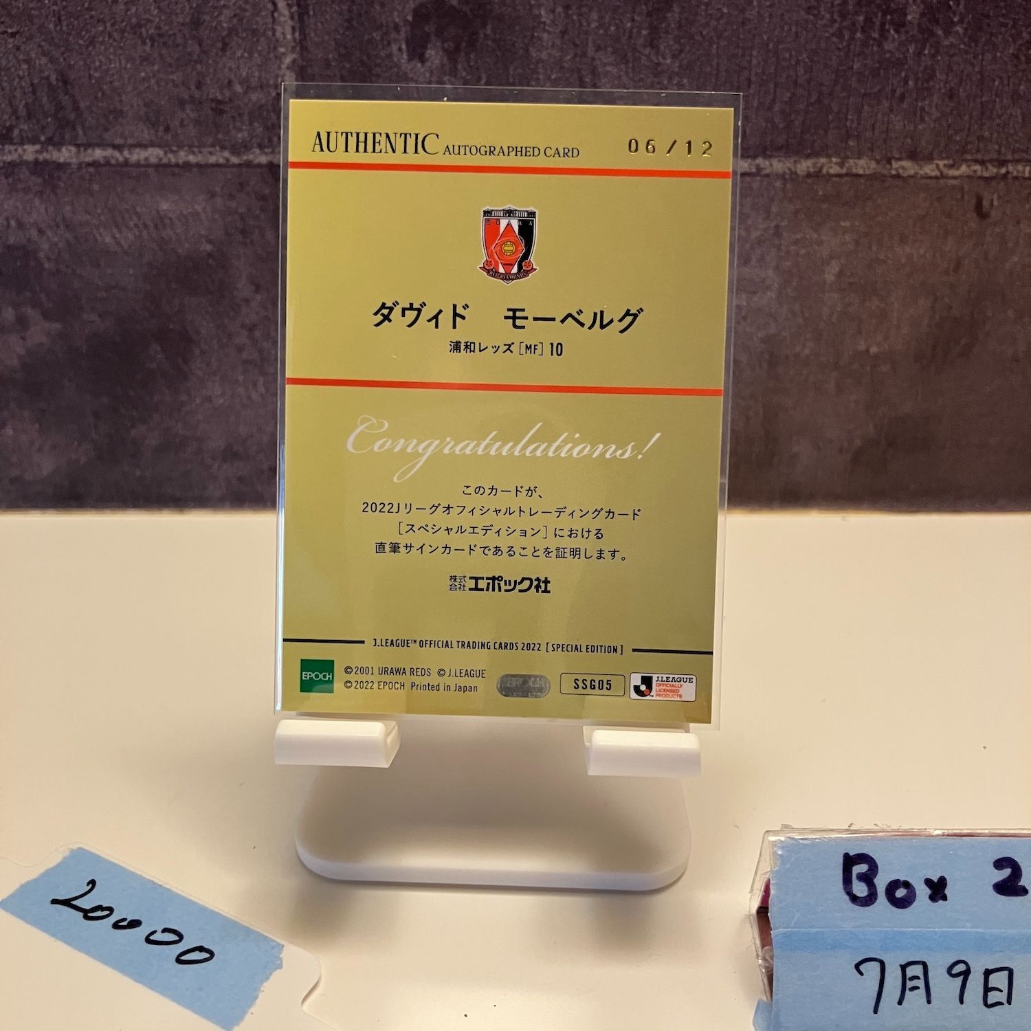 元 浦和レッズ ダヴィド モーベルグ 直筆サイン入りカード2022年 2022 EPOCH J.LEAGUE ダヴィドモーベルグ 06/12 直筆サイン 浦和