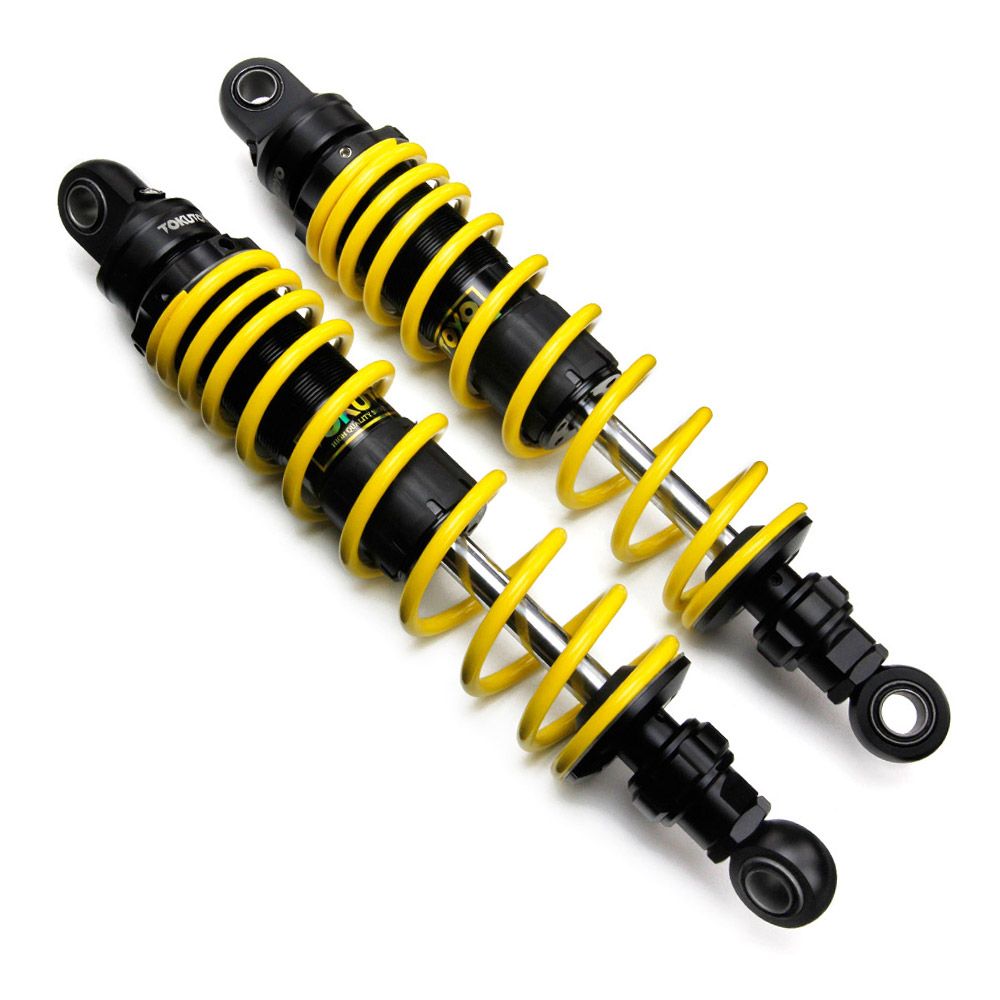 リアサスペンション ガス リアショック 340mm リヤサス 減衰力調整機能 バイク 電動バイク用 ブラック 黄 【新製品】 汎用@@
