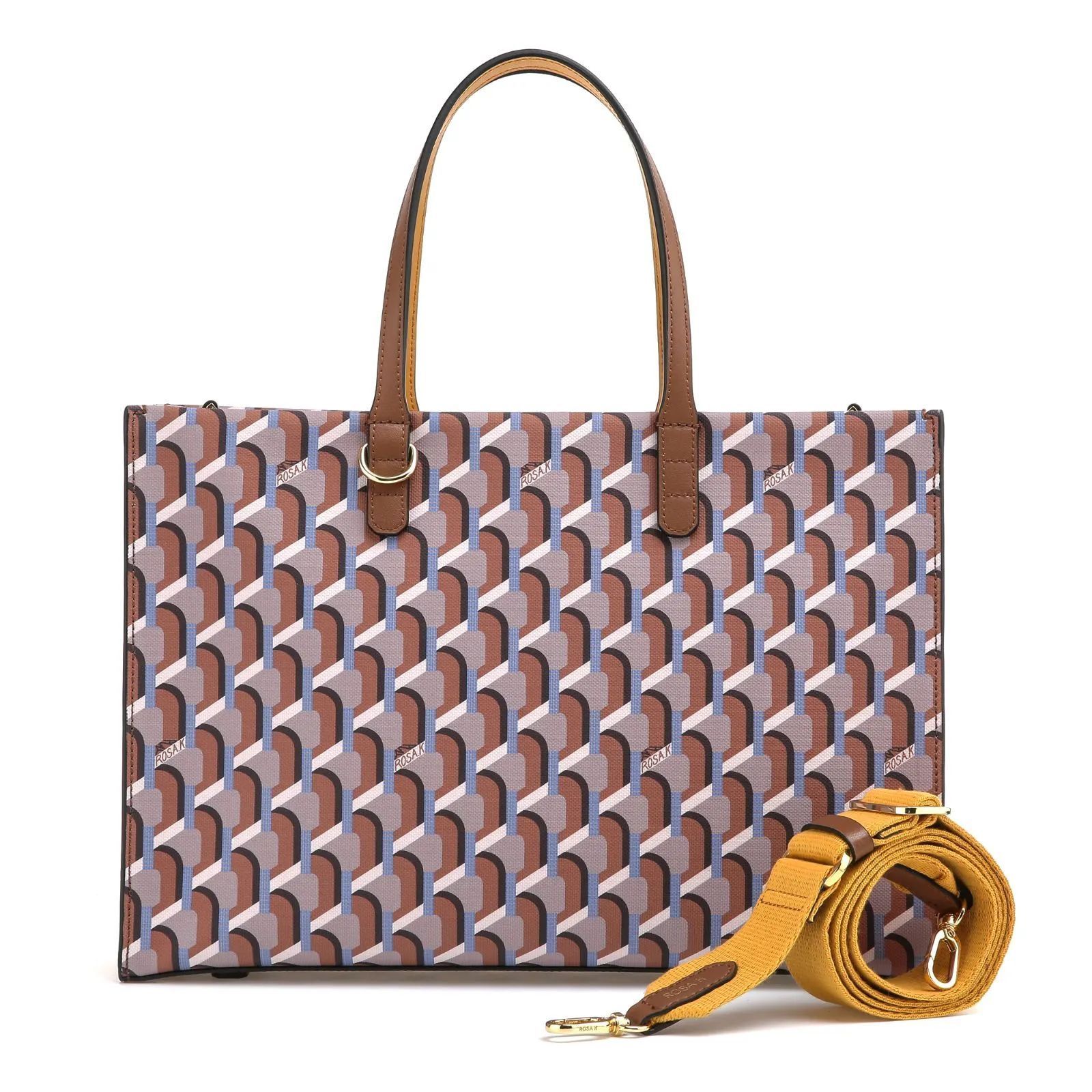 5】ROSA.K CABAS MONOGRAM DAY TOTE BAG CAMEL sizeLL - メルカリ