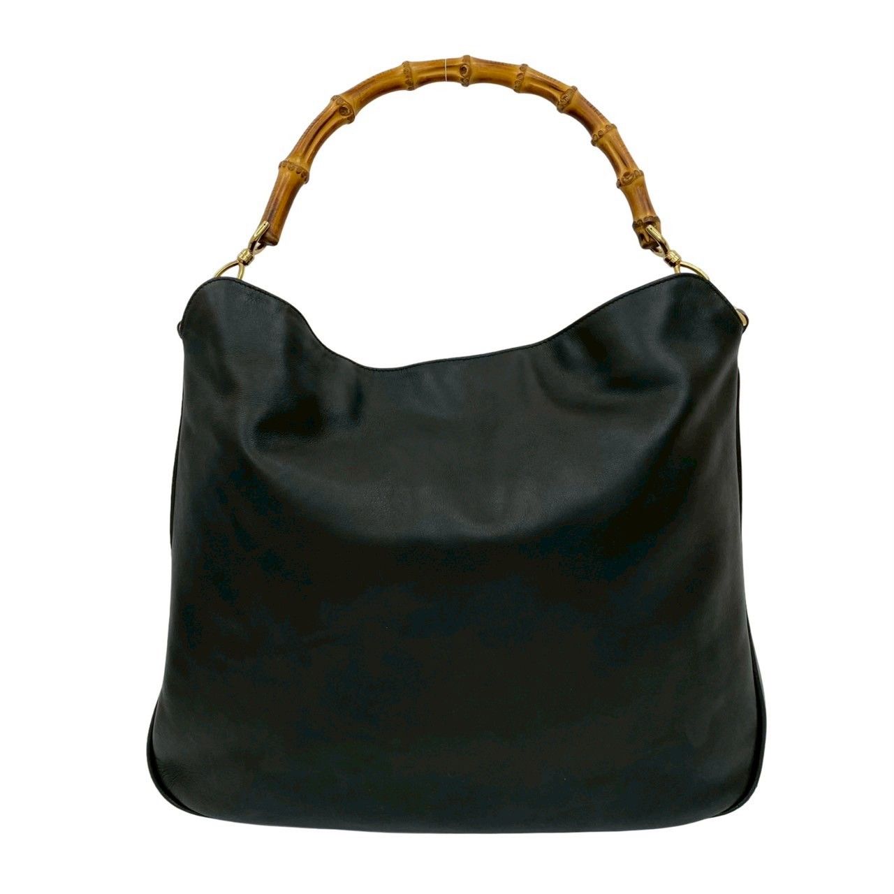 極美品　GUCCI ブラック レザーバッグ バンブー　2way 極 美品 GUCCI グッチ オールドグッチ バンブー レザー 本革