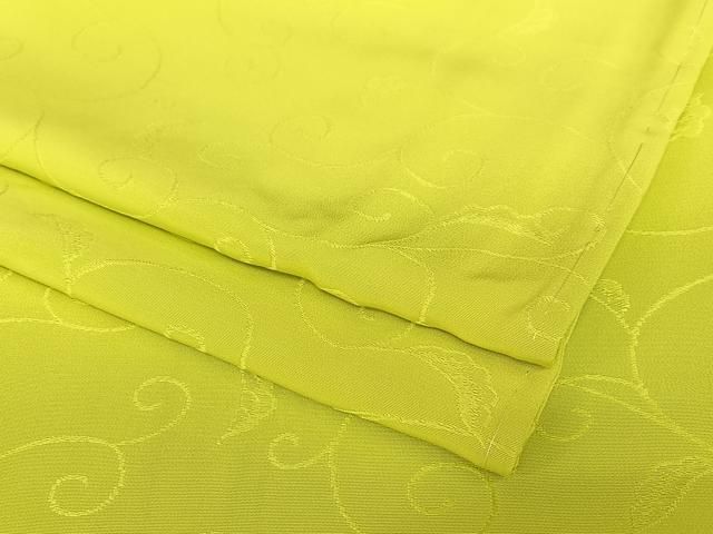 平和屋着物●上質な色無地 唐草地紋 抹茶色 証紙付き 正絹 AABB6413zg