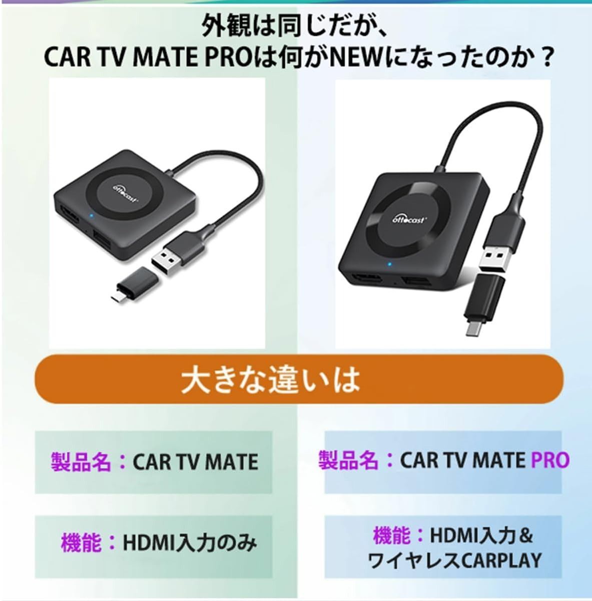 オットキャストOttocast カーテレビメイトCar TV Mate 新型carplay hdmi入力端末 youtubeなど動画配信再生アダプター  2016年以降の純正で有線のカープレイ搭載車に対応 - メルカリ