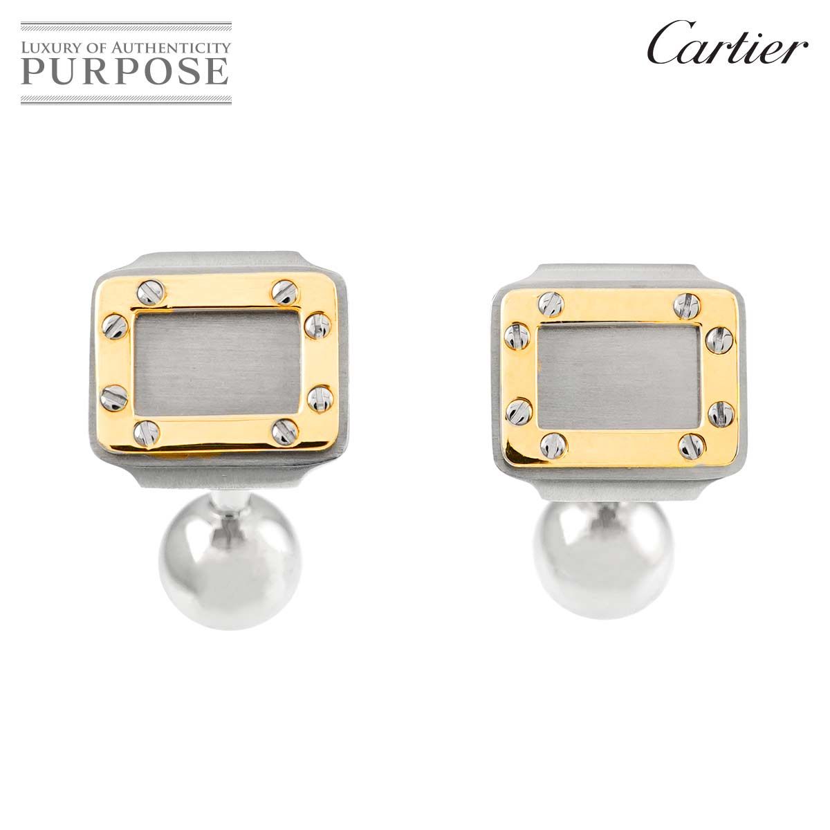 カルティエ Cartier サントス カフス K18 YG イエローゴールド 750 SS ステンレス Cuff links 90274593