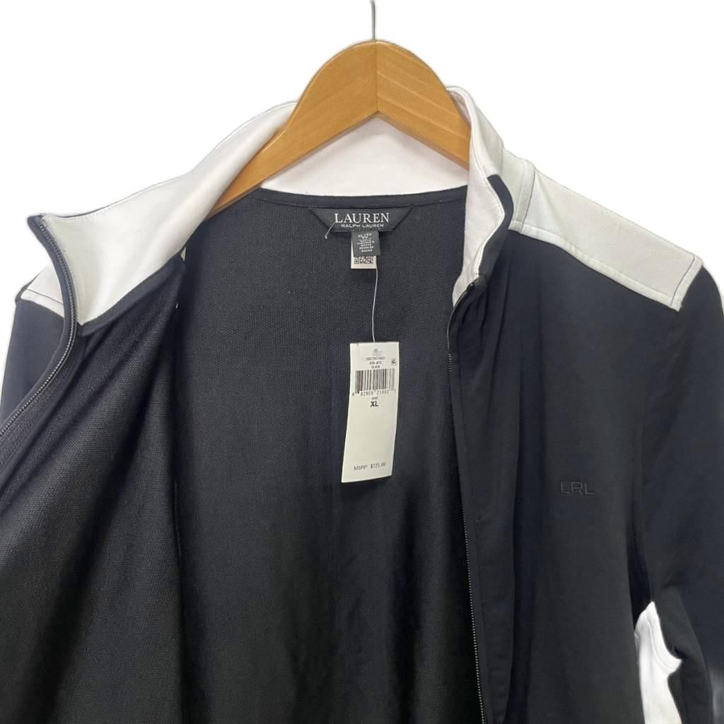 ローレンラルフローレン LAUREN RALPH LAUREN CTN BLEND FZ JACKET トラックジャケット ブルゾン ジップアップ ロゴ刺繍 200729174 XL 黒 ブラック 白 SIROKUMA-CORPORATION_COM