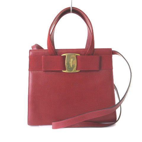 SALVATORE FERRAGAMO リザードパターンヴァラリボンミニ