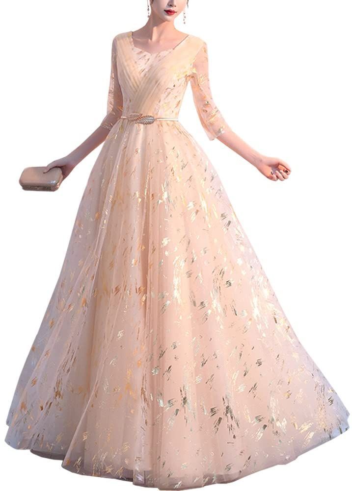 本物保証、信用第一！ L_シャンパン JINZUOMA レディース ドレス ワンピース イブニングドレス ロングドレス パーティードレス 宴会ドレス フォーマルドレス ゴージャス エレガント ファッション フォーマル 結婚式 披露宴 パーティー 演奏会 シャンパン色 L L 欲しいが見つかる！