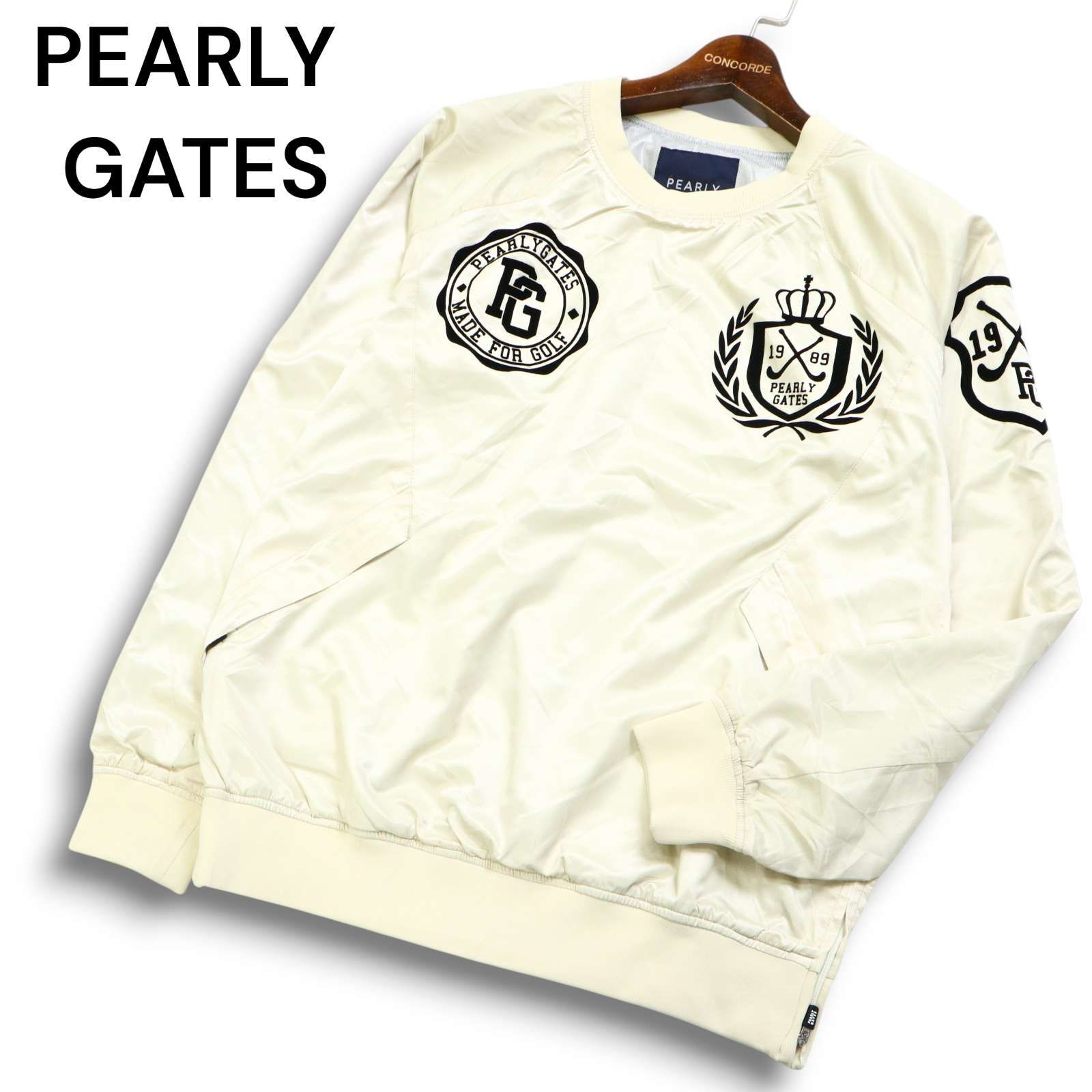 PEARLY GATES パーリーゲイツ ゴルフ 通年 裏地付き ロゴ マイクロチェック ウインドブレーカー トレーナー Sz.4 メンズ