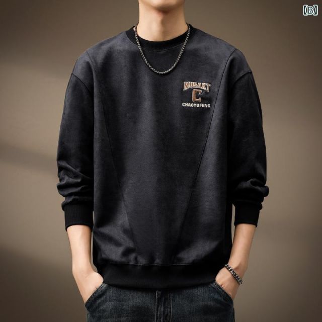 365日間返品無料！ 2XL メンズ ファッション 服 オシャレ シンプル 大人 かっこいい 大きいサイズ ストリート 紳士服 秋 ハイエンド ソフトスエード レトロ スウェット シャツ ヘビー アメリカン カジュアル トップス