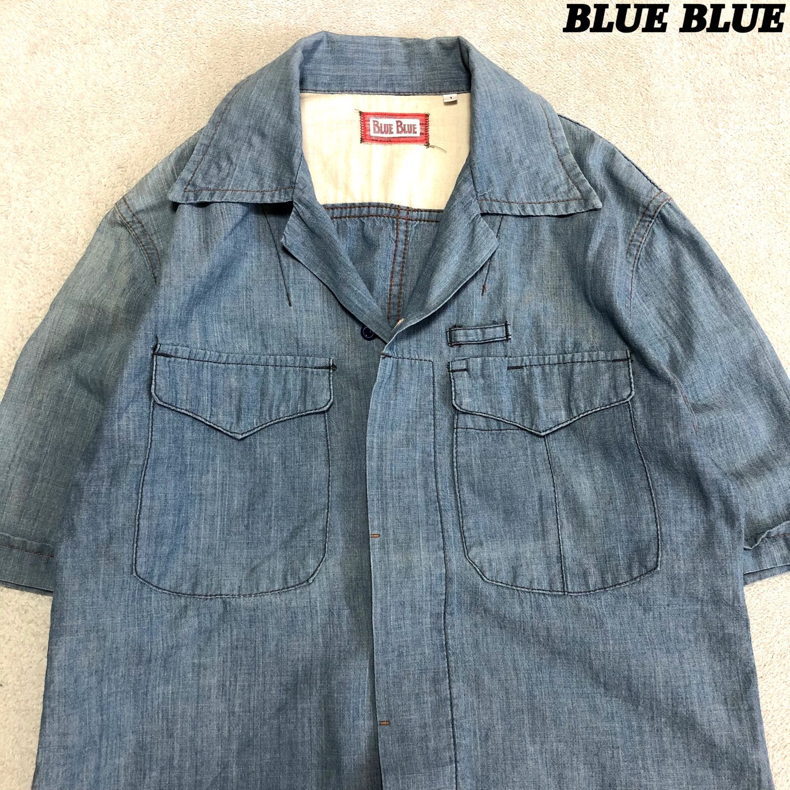 BLUE BLUE オープンカラーシャツ 開襟シャツ ワークシャツ
