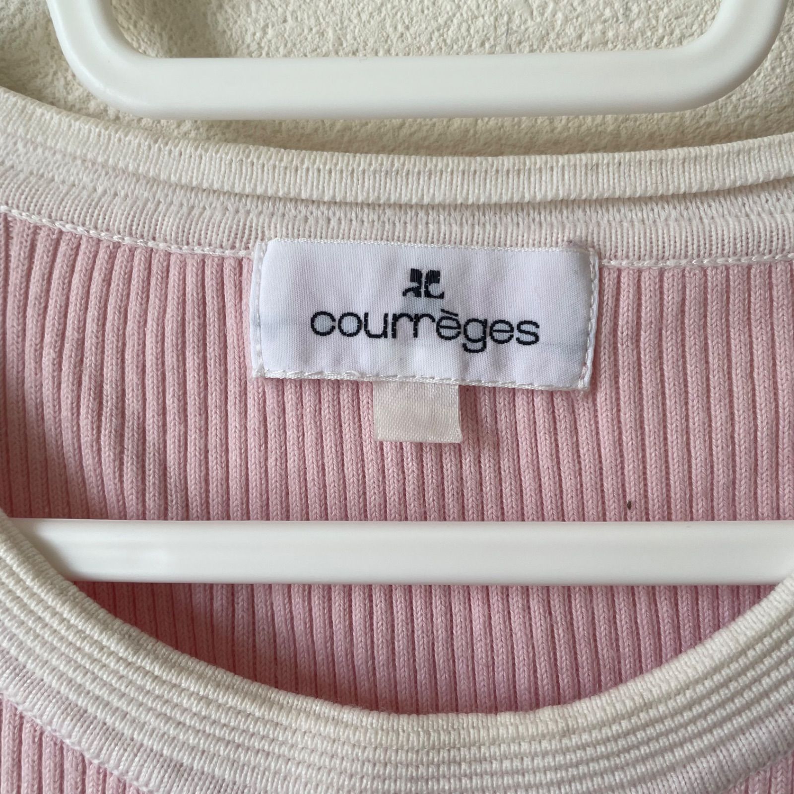 courreges クレージュ 七分袖ニット トップス ピンク レディース 38