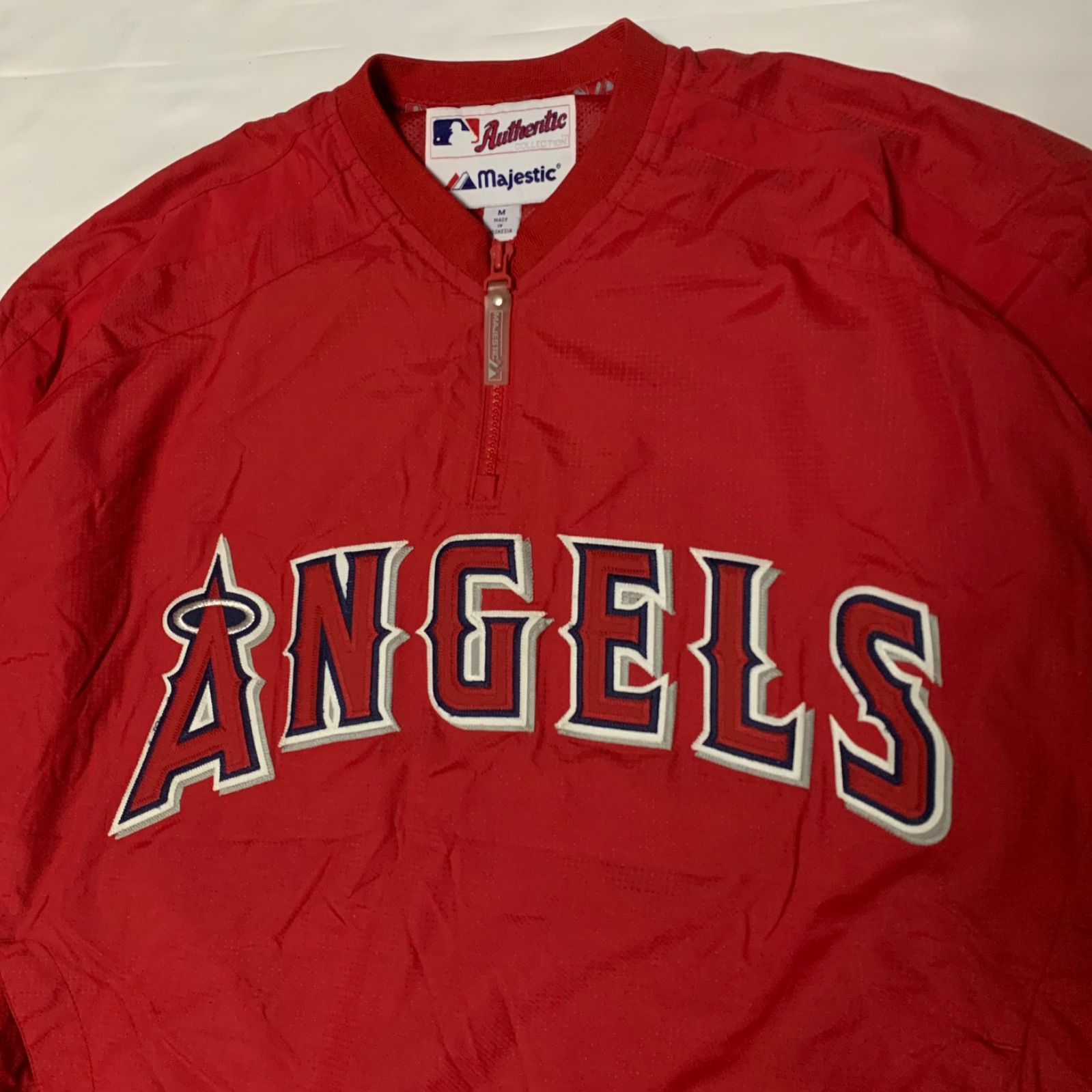 00s Majestic “LOS ANGELES ANGELS” Half Zip Nylon Pullover Shirt