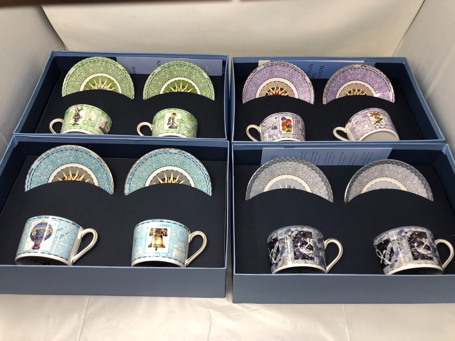 保留◆ WEDGWOOD ウェッジウッド ミレニアムコレクション MILLENNIUM 18|19|20|21世紀 カップ＆ソーサー 8客 セット フルセット◆16837