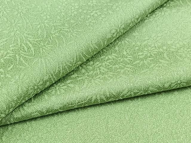 平和屋着物▽上質な色無地 単衣 草花地紋 錆青磁色 正絹 AABC2237jh