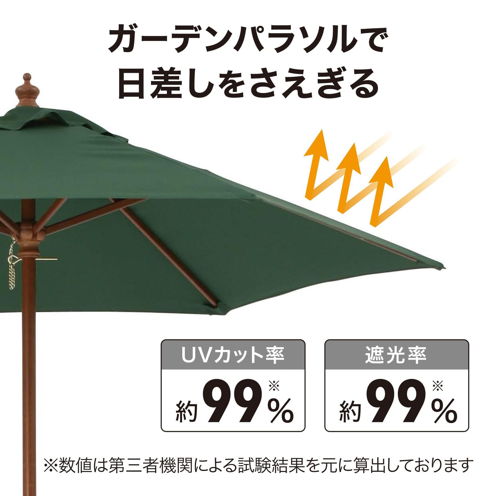 紫外線カット ウッドパラソル