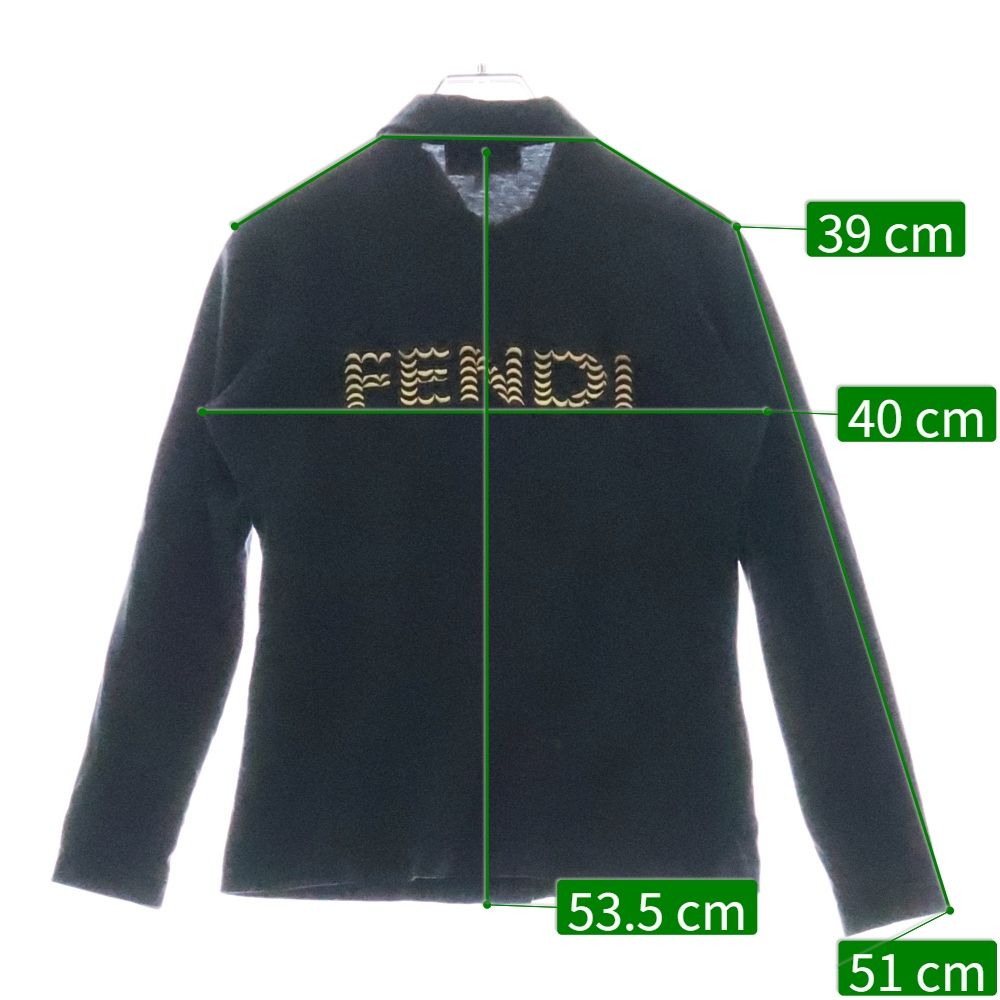 FENDI (フェンディ) ロゴ刺繍 コットン カラー カーディガン ブラック