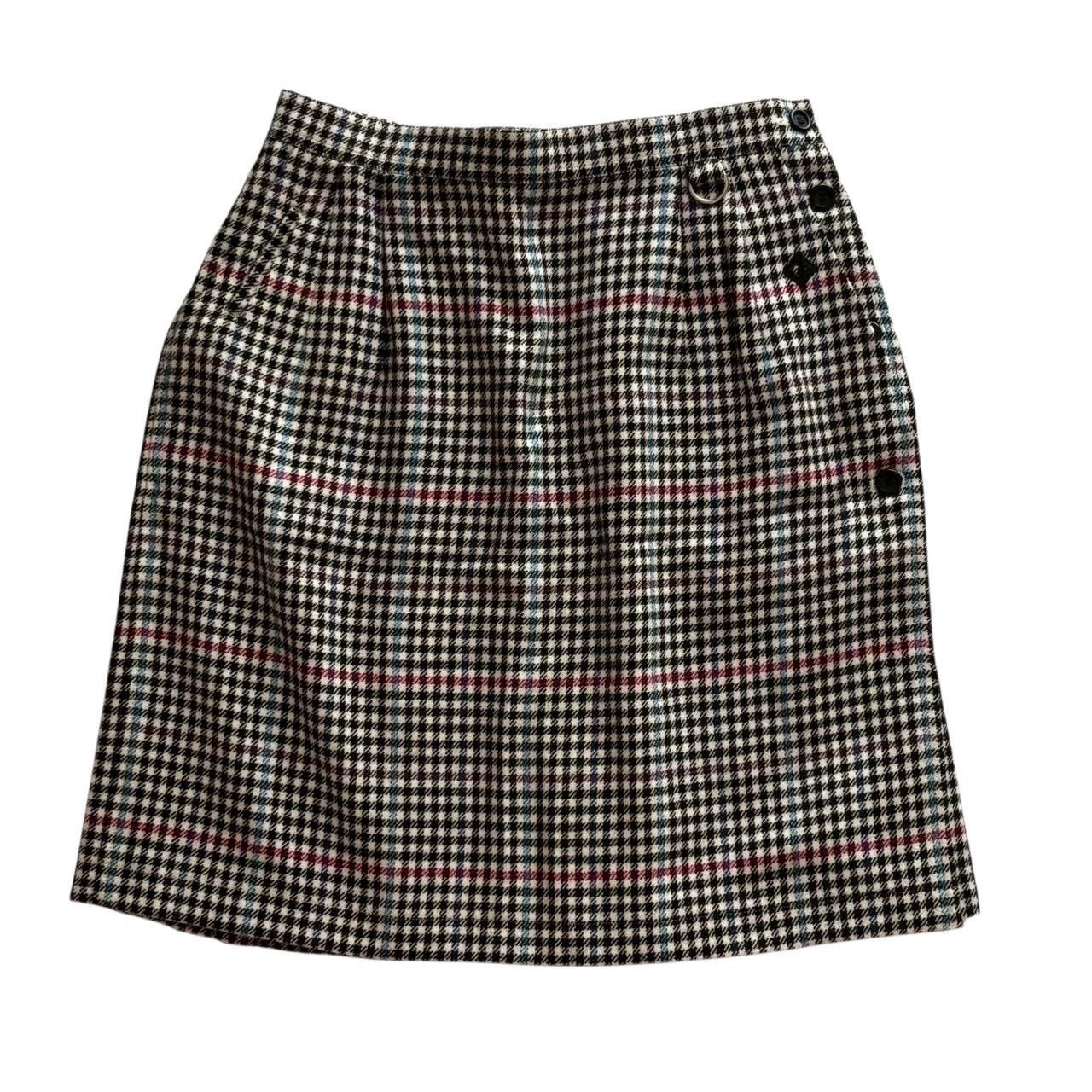 Christian Dior クリスチャンディオール プリーツスカート 黒 水色 チェック プリーツ ミニ スポーツ ゴルフ レディース Lサイズ