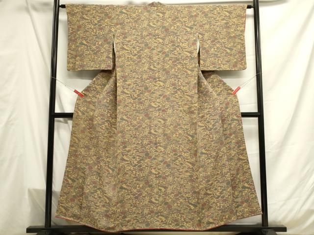 平和屋着物□上質な小紋 風景文 鬼しぼ縮緬 正絹 逸品 DAAT8247qp