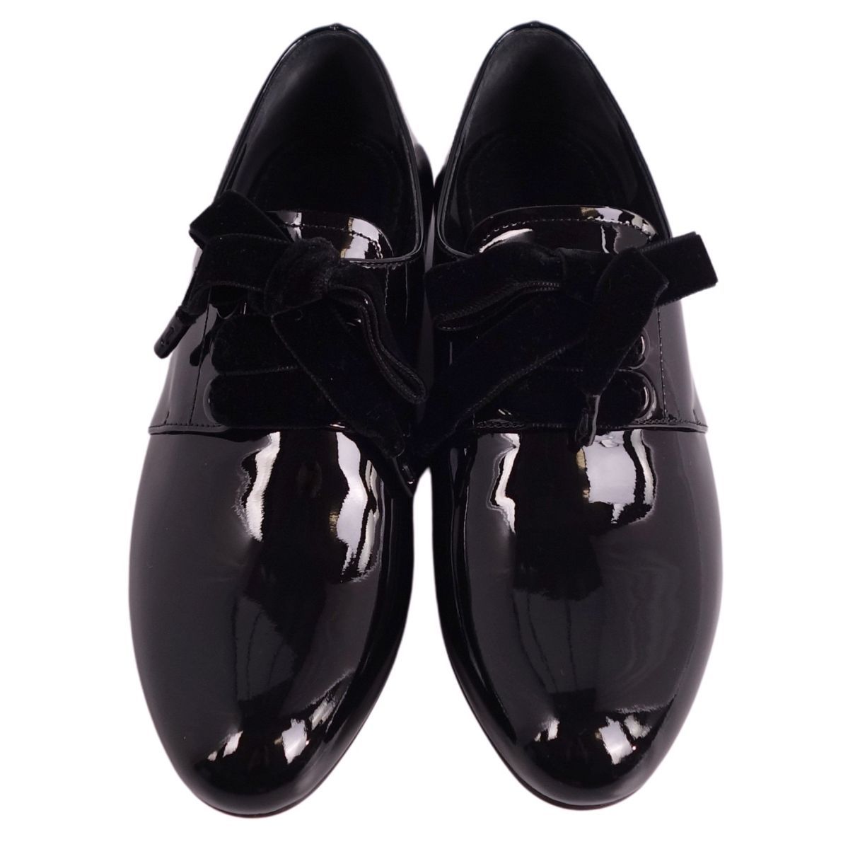 未使用 プラダ PRADA レザーシューズ リボン エナメルレザー ヒール